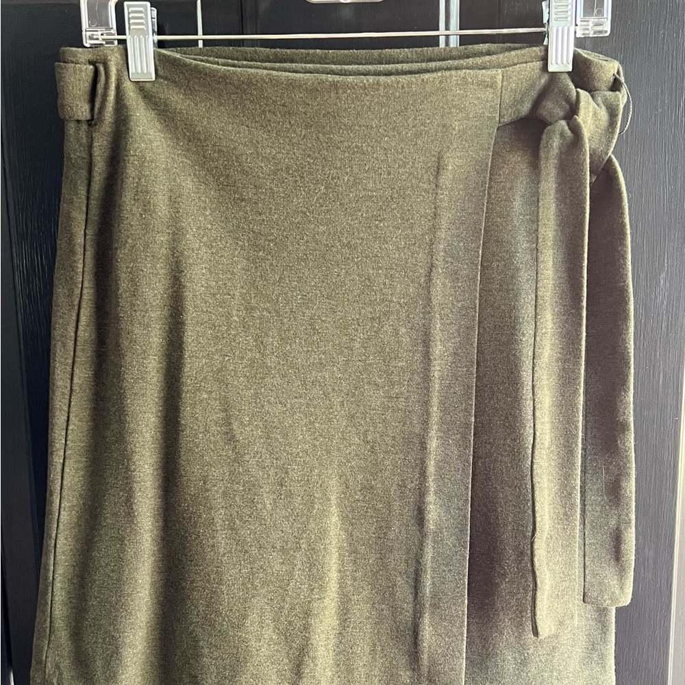 LOFT Olive Green Wrap Mini Skirt